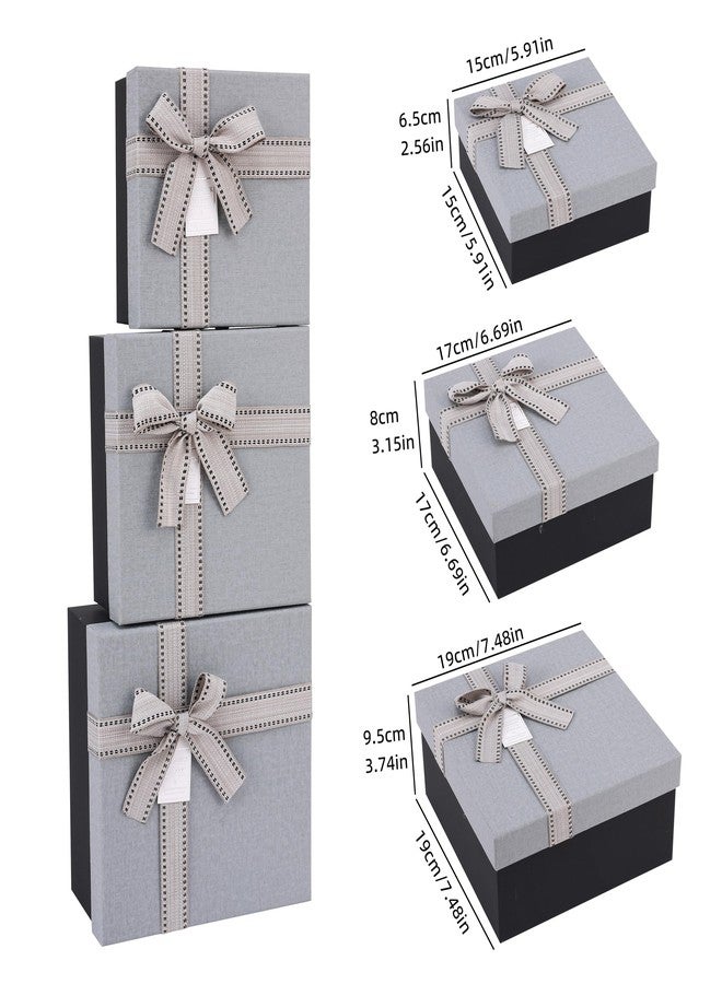 HOME ELEMENTS 3 Pcs Set of Luxury Gift Box with Bow, Bridesmaid Box, Decorative Gift Packaging Boxes for Presents Diwali Wedding Christmas Birthdays Special Occasions Gift Hampers (Light Blue) - Image 2